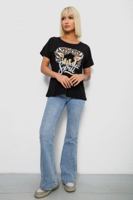 Футболка женская с принтом, цвет черный, 244R2065