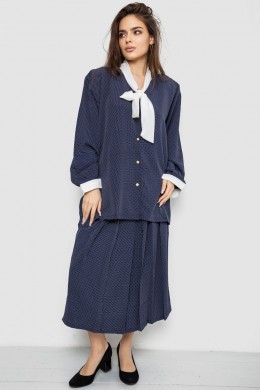 Костюм жіночий класичний у горох, колір синьо-білий, 167R3002