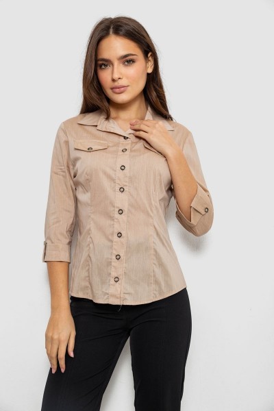 Сорочка жіноча однотонна, колір бежевий, 230R068-6