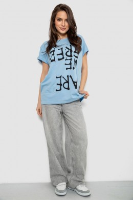 Футболка женская с принтом, цвет голубой, 244R3003