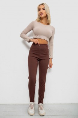 Лосины в рубчик на флисе, цвет шоколадный, 244R1709