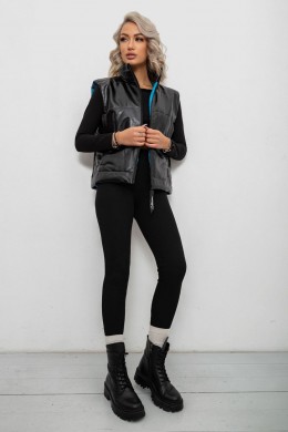 Жилет женский демисезонный экокожа, цвет черный, 257R98-1