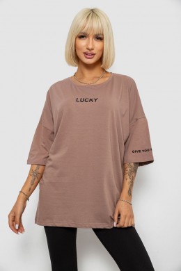 Футболка женская с принтом, цвет мокко, 244R2019