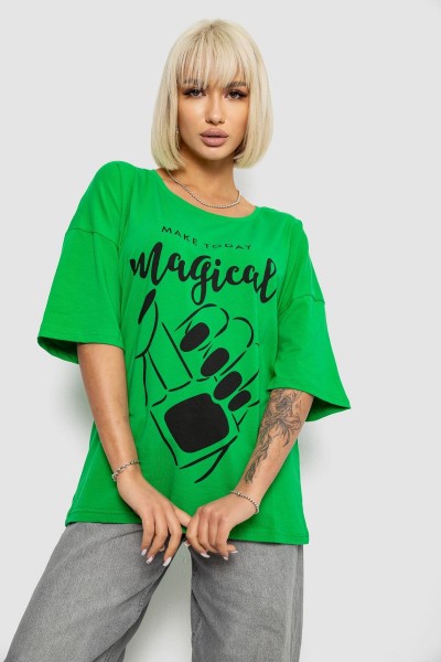 Футболка женская с принтом, цвет зеленый, 244R6005