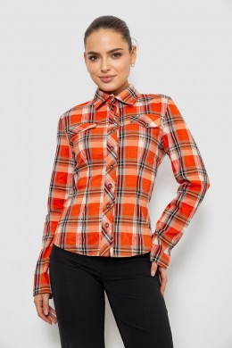 Рубашка женская в клетку, цвет оранжевый, 230R064-1