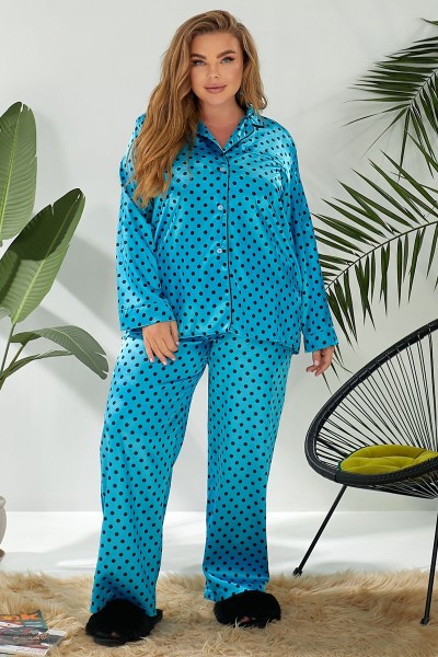 Пижама женская в горох, цвет голубой, 257R333