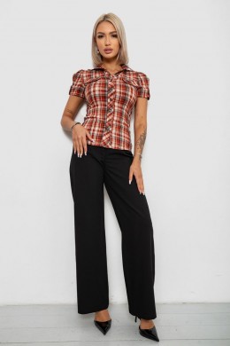 Рубашка женская в клетку, цвет терракотовый, 230R065-5