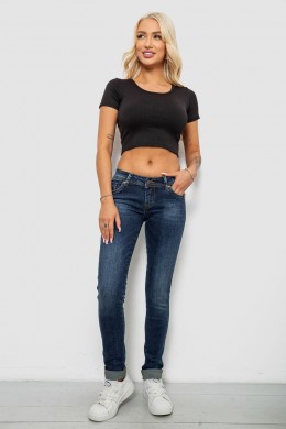 Джинсы женские однотонные Skinny, цвет синий, 244RSH9518