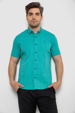 Сорочка чоловіча в клітку  -уцінка, колір бірюзовий, 214R4564-5-U-2