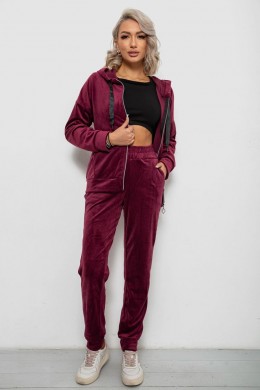 Спортивний костюм жіночий велюровий, колір бордовий, 257R4119