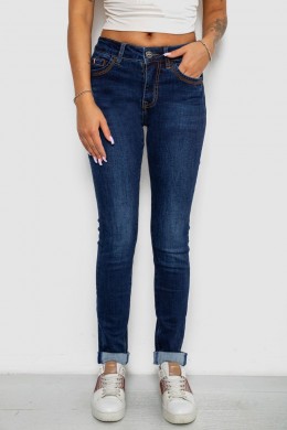 Джинсы женские однотонные утеплённые Skinny, цвет синий, 244R5690