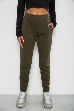 Спортивні штани жіночі на флісі, колір хакі, 238R57012
