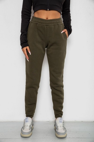 Спортивні штани жіночі на флісі, колір хакі, 238R57012