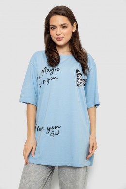 Футболка женская с принтом, цвет голубой, 244R3006