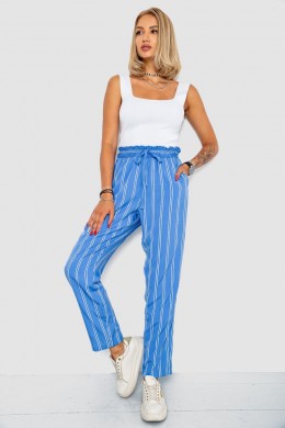 Брюки женские в полоску, цвет голубой, 244R306