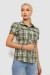Рубашка женская в клетку, цвет хаки, 230R065-5 Рубашка женская в клетку, цвет хаки, 230R065-5
