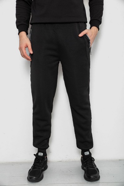 Спортивные штаны мужские на флисе, цвет черный, 244R6120