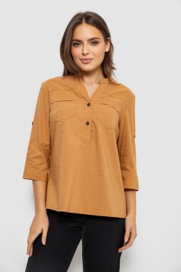 Блуза однотонная, цвет коричневый, 230R96