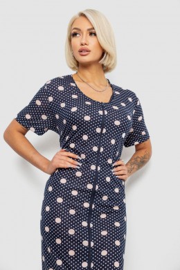 Халат жіночий на блискавці в горох, колір синій, 257R1030-5