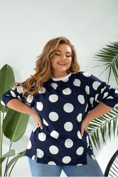 Свитшот женский в горох, цвет синий, 257R332