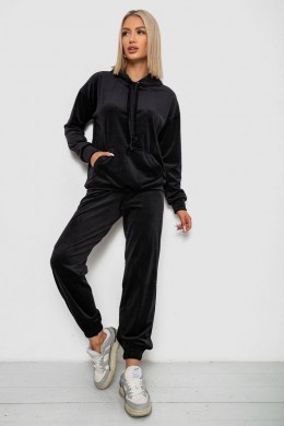 Спортивный костюм женский велюровый, цвет черный, 241R1530-5