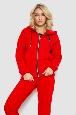 Спортивный костюм женский на флисе на молнии, цвет красный, 247R1060