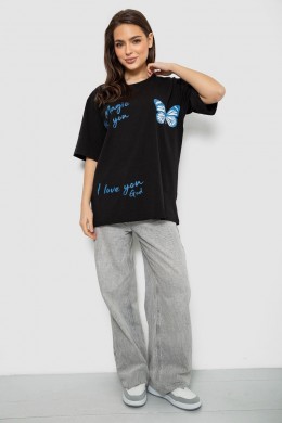 Футболка женская с принтом, цвет черный, 244R3006