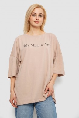 Футболка женская с принтом, цвет бежевый, 244R3015