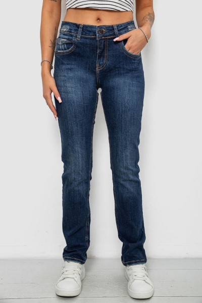 Джинсы женские однотонные Straight fit, цвет синий, 244R11489