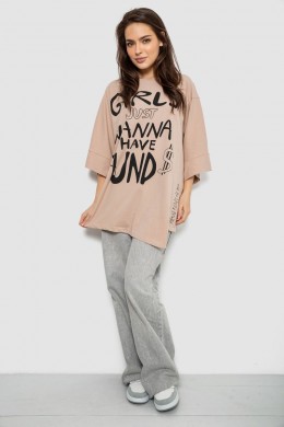 Футболка женская с принтом, цвет бежевый, 244R4017