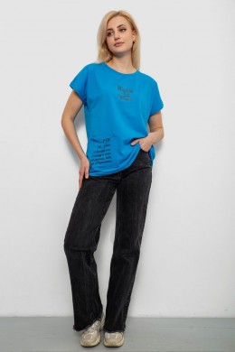 Футболка женская с принтом, цвет бирюзовый, 244R3017