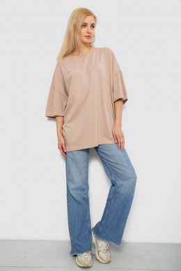 Футболка женская однотонная, цвет бежевый, 244R3018