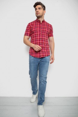 Сорочка чоловіча в клітку  -уцінка, колір червоний, 214R831-1-U