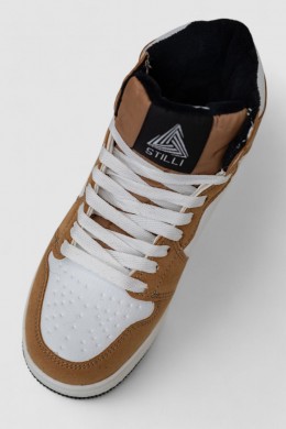 Кроссовки женские зимние на меху, цвет бело-коричневый, 248RH1030