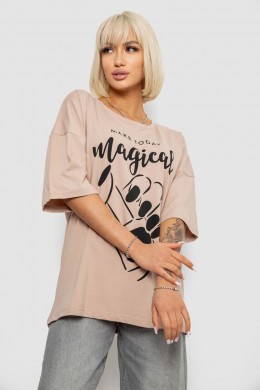 Футболка женская с принтом, цвет бежевый, 244R6005