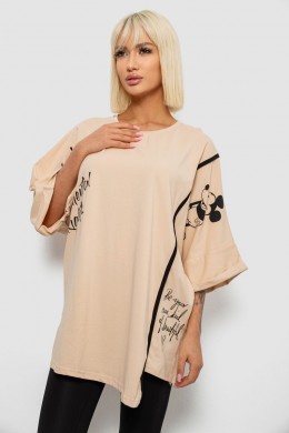 Футболка женская с принтом, цвет бежевый, 244R4007