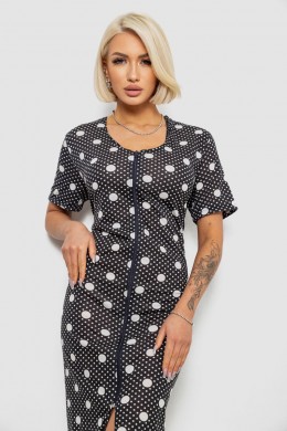 Халат жіночий на блискавці в горох, колір чорний, 257R1030-5