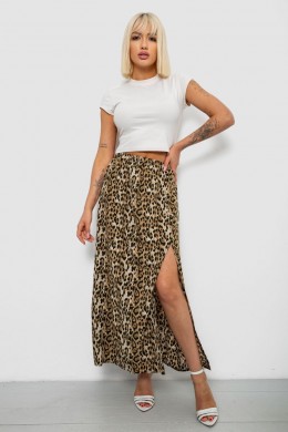 Юбка софт с леопардовым принтом, цвет бежевый, 257R11-3