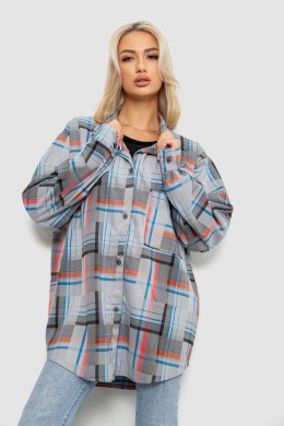 Рубашка женская в клетку, цвет серо-красный, 257R505
