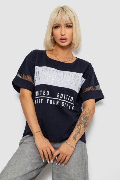 Футболка жіноча з принтом, колір синій, 244R2153-5