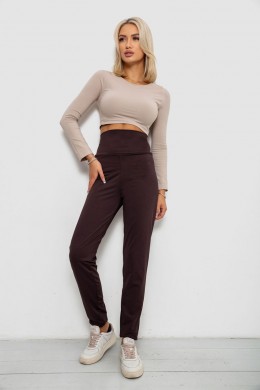 Лосини однотонні на флісі, колір коричневий, 238R58412