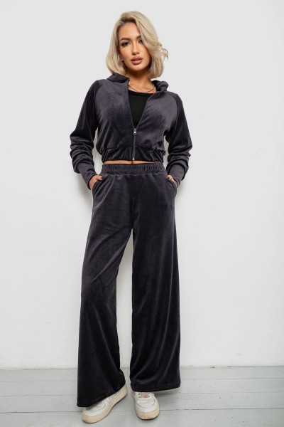 Спортивний костюм жіночий велюровий, колір чорнильний, 257R4125