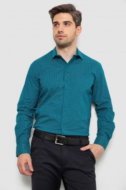 Рубашка мужская с принтом  -уценка, цвет зеленый, 214R7468-U-3