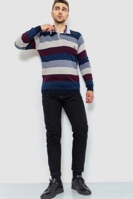 Свитер-обманка мужской в полоску, цвет сине-бордовый, 161R901-1