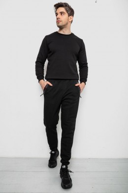 Спортивные штаны мужские на флисе, цвет черный, 244R41558