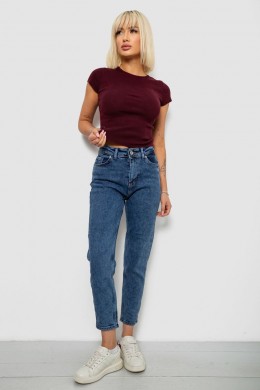 Джинси жіночі однотонні прямі, колір синій, 244RM054