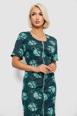 Халат жіночий на блискавці з принтом, колір зелений, 257R1030