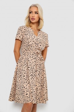 Платье софт с принтом, цвет бежевый, 230R0032-4