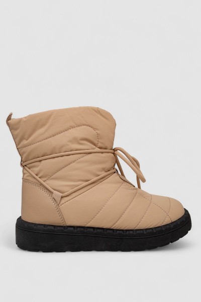 Дутики жіночі зимові на хутрі, колір бежево-чорний, 248RFM100