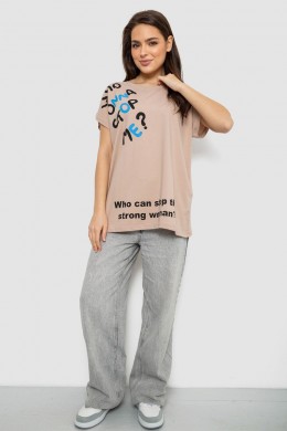 Футболка женская с принтом, цвет бежевый, 244R3001